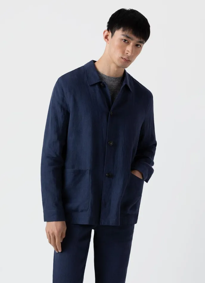 Linen Twin Pocket Jacket Light Navy Men SUNSPEL Jackets and Coats