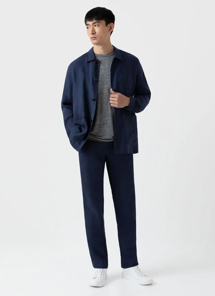 Linen Twin Pocket Jacket Light Navy Men SUNSPEL Jackets and Coats