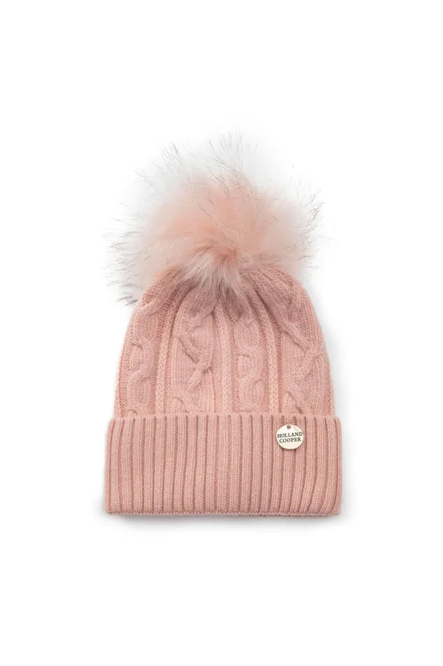 Little Little Gifting Holland Cooper Little Bobble Hat Soft Pink