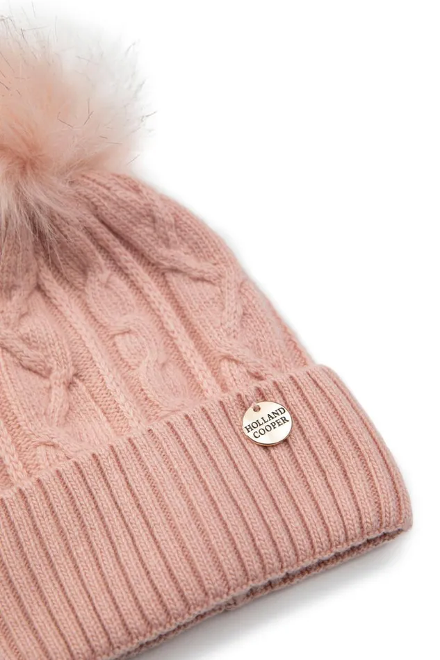 Little Little Gifting Holland Cooper Little Bobble Hat Soft Pink