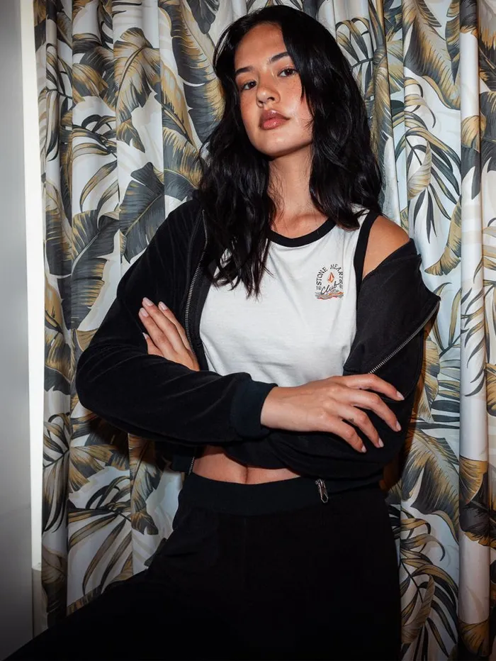Lived In Lounge Frenchie Zip Hoodie 8211 Black Womens Volcom Hoodies and Sweatshirts