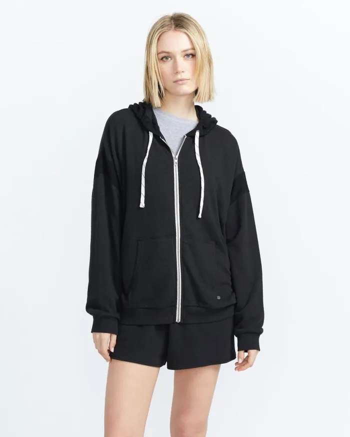Lived In Lounge Frenchie Zip Hoodie 8211 Black Womens Volcom Hoodies and Sweatshirts