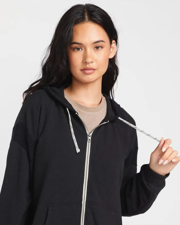 Lived In Lounge Frenchie Zip Hoodie 8211 Black Womens Volcom Hoodies and Sweatshirts