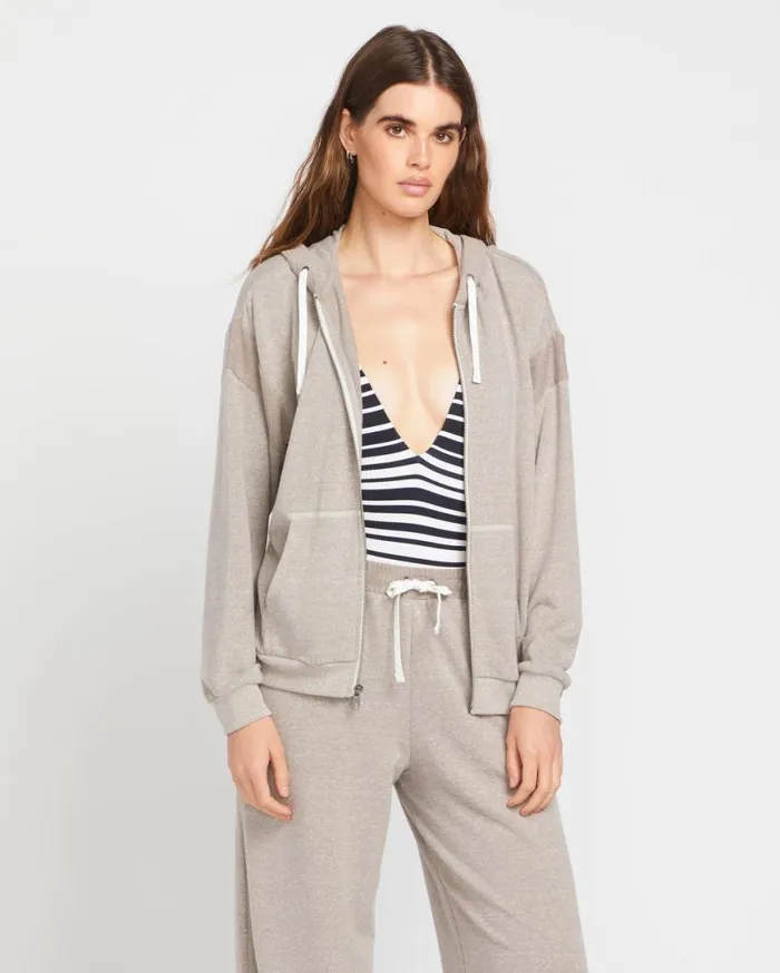 Lived In Lounge Frenchie Zip Hoodie 8211 Concrete Womens Volcom Hoodies and Sweatshirts