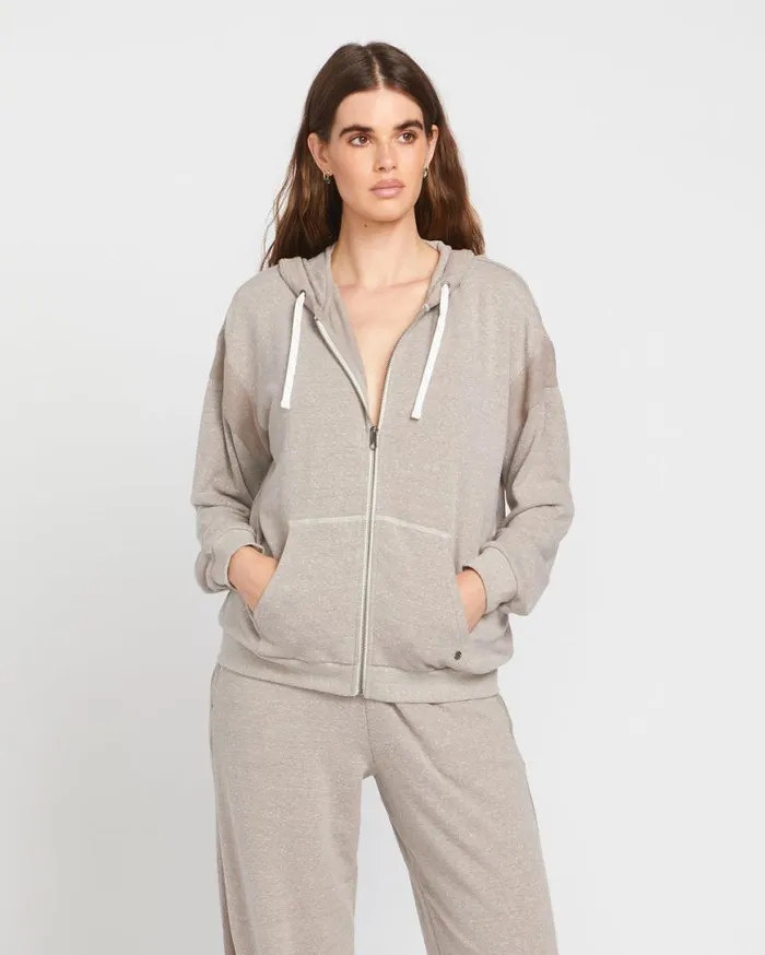 Lived In Lounge Frenchie Zip Hoodie 8211 Concrete Womens Volcom Hoodies and Sweatshirts
