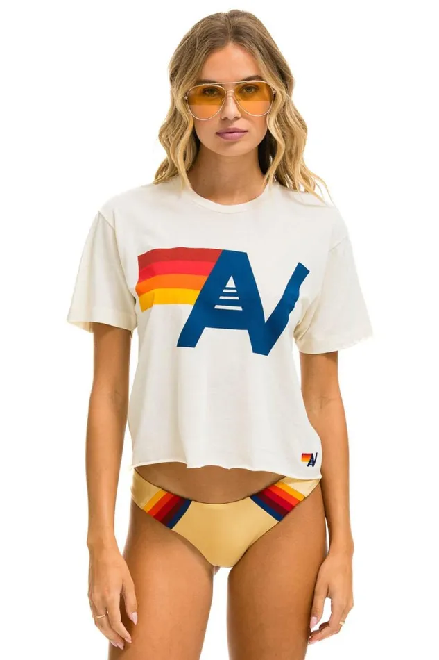Logo Boyfriend Tee 8211 Vintage White Women Aviator Nation Tees