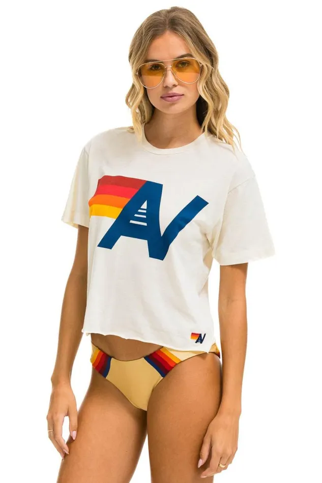 Logo Boyfriend Tee 8211 Vintage White Women Aviator Nation Tees