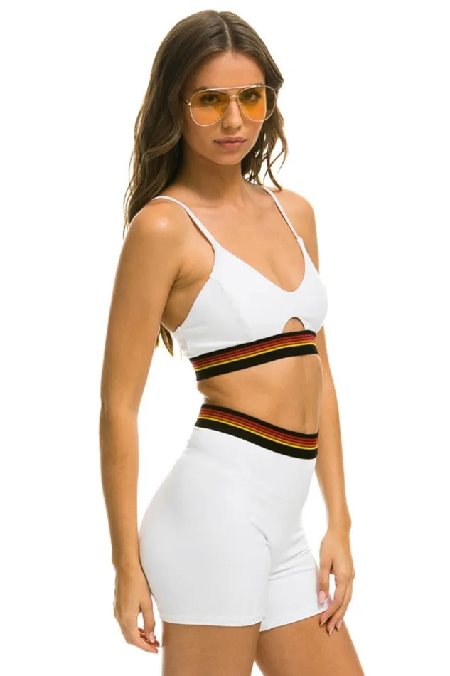 Logo Elastic Keyhole Bra 8211 White Women Aviator Nation Sports Bras