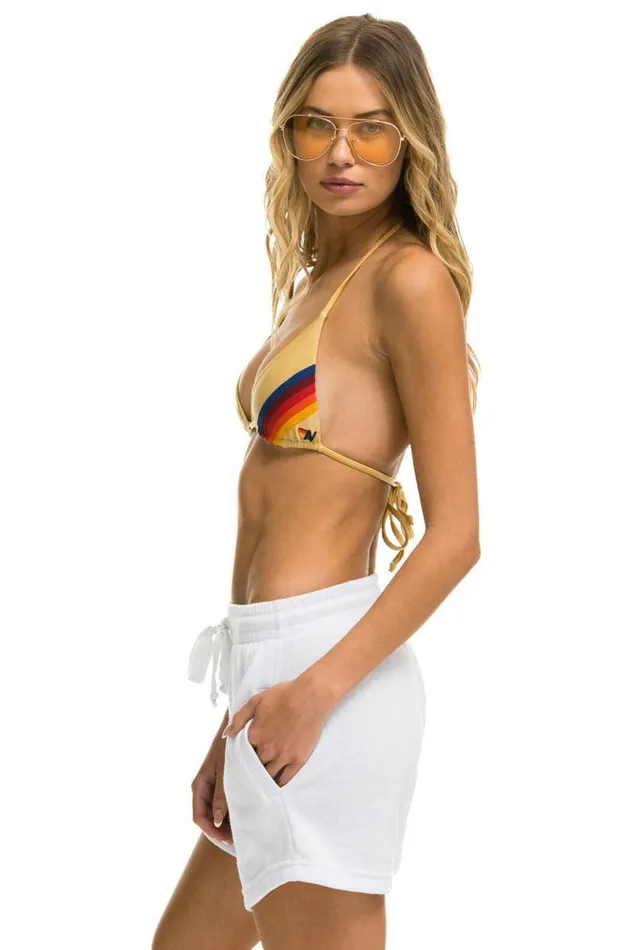 Logo Embroidery Light Weight Lounger Short 8211 White Women Aviator Nation Shorts
