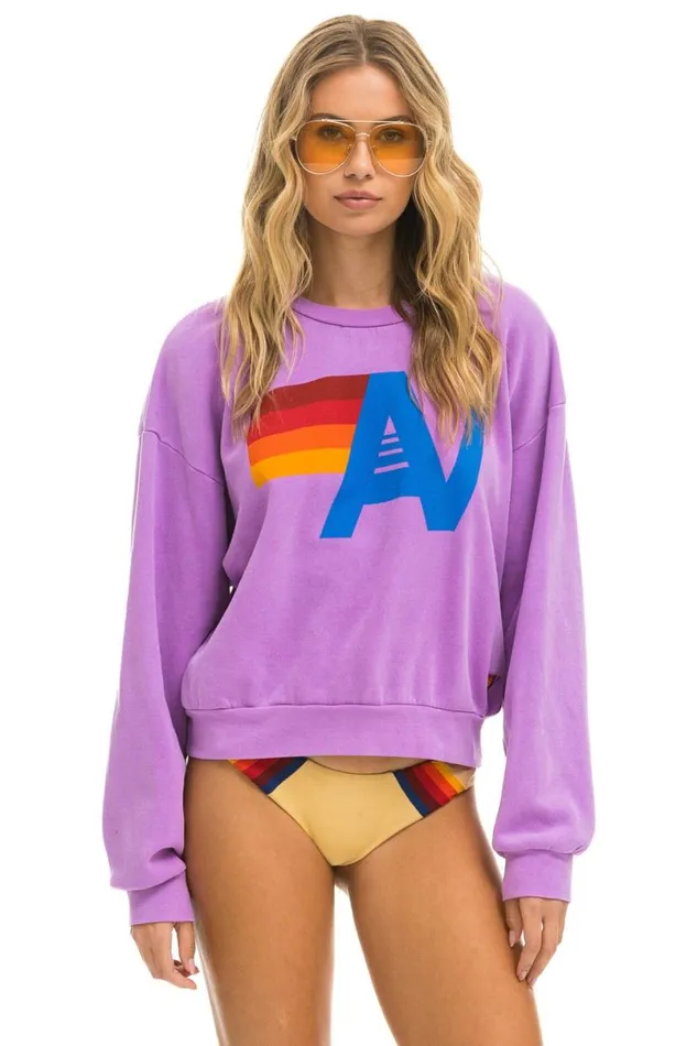 Logo Relaxed Crew Sweatshirt 8211 Neon Purple WomenMen Aviator Nation Sweatshirts Logo Relaxed Crew Sweatshirt 8211 Neon Purple WomenMen Aviator Nation Sweatshirts