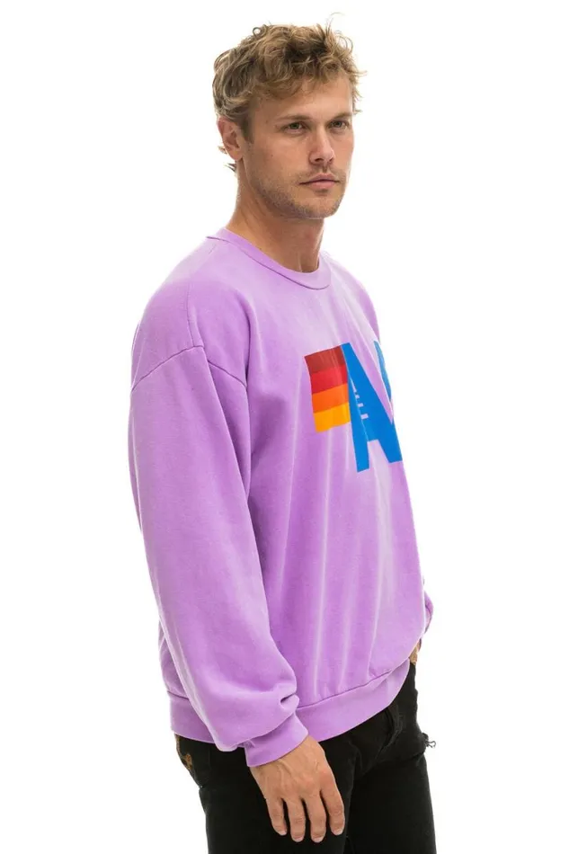 Logo Relaxed Crew Sweatshirt 8211 Neon Purple WomenMen Aviator Nation Sweatshirts