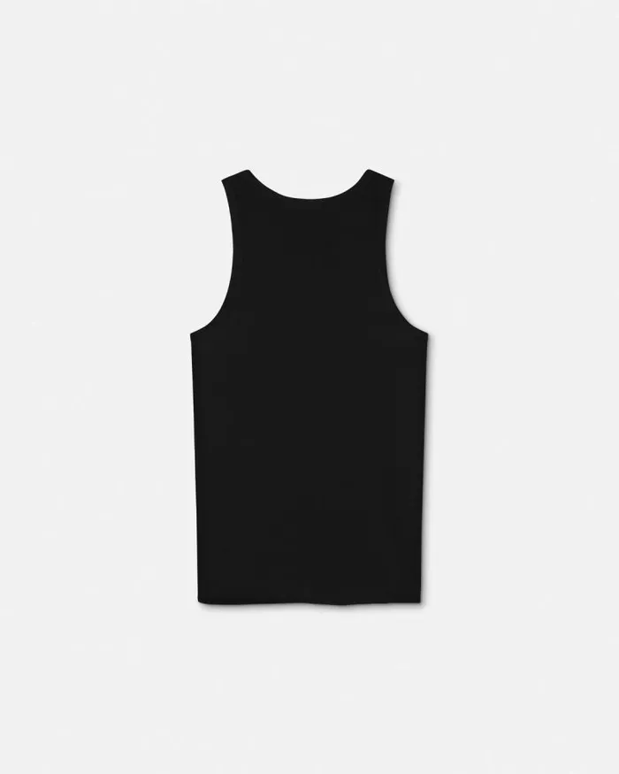 Logo Ribbed Tank Top Black Men Versace Loungewear and Pajamas