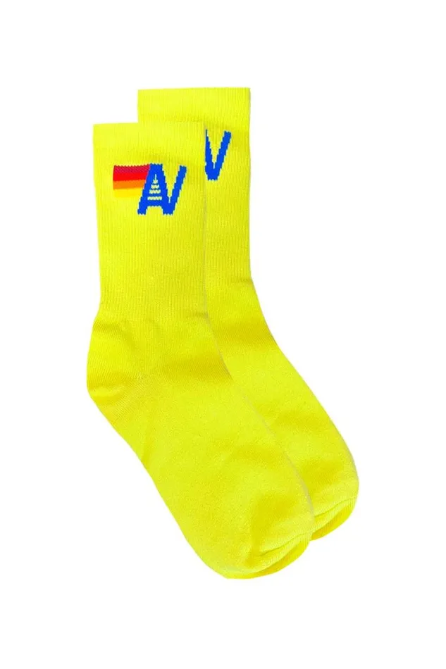 Logo Sock 8211 Neon Yellow WomenMen Aviator Nation Socks