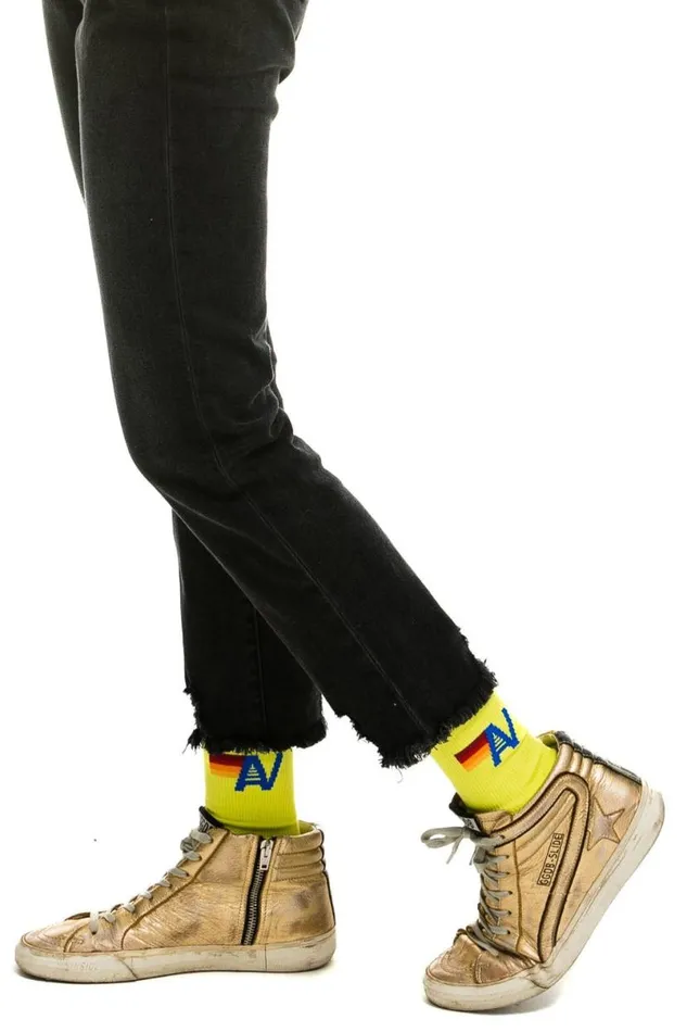 Logo Sock 8211 Neon Yellow WomenMen Aviator Nation Socks
