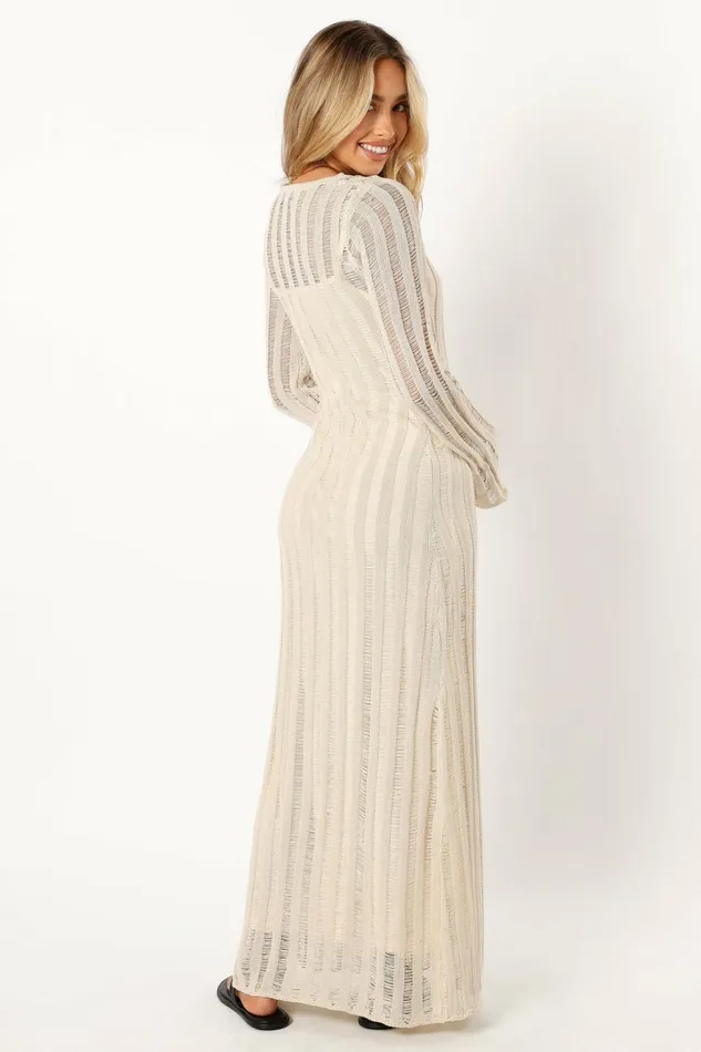 Long Sleeve Dresses Petal and Pup Women Jaye Long Sleeve Maxi Dress Cream