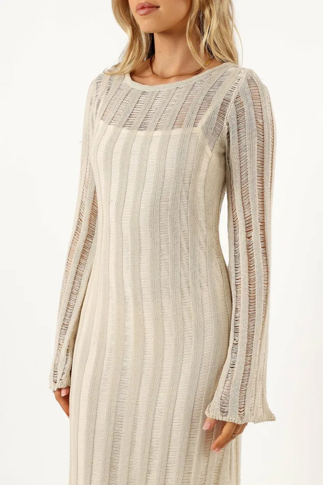 Long Sleeve Dresses Petal and Pup Women Jaye Long Sleeve Maxi Dress Cream