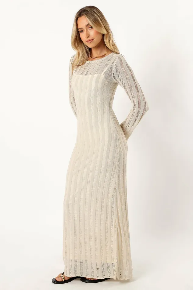Long Sleeve Dresses Petal and Pup Women Jaye Long Sleeve Maxi Dress Cream