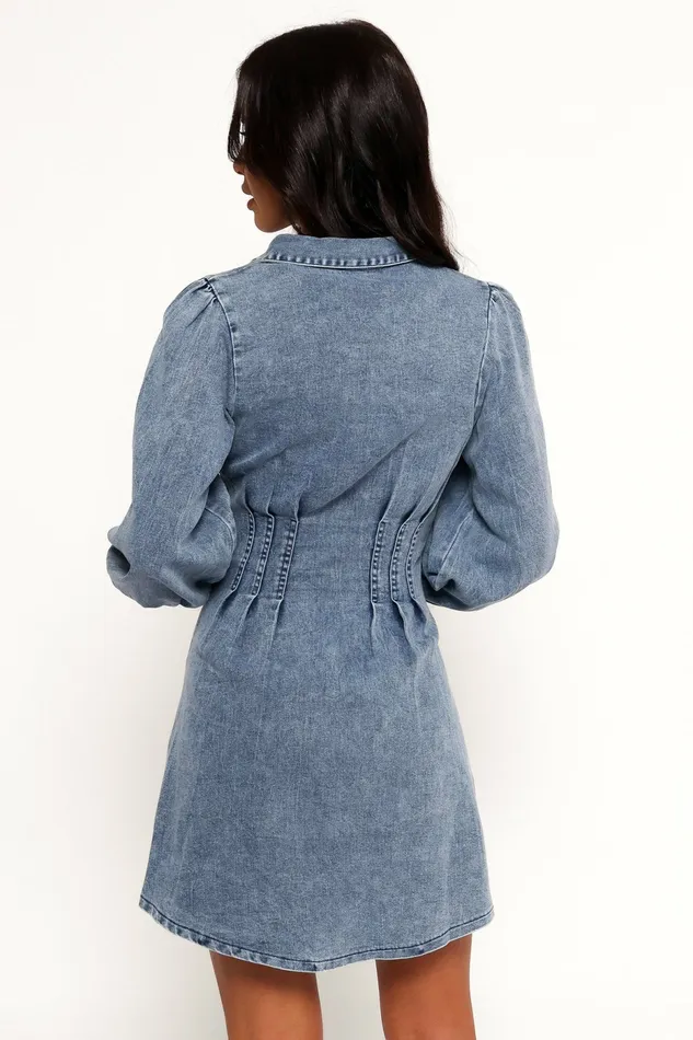 Long Sleeve Dresses Petal and Pup Women Phoenix Long Sleeve Mini Dress Denim