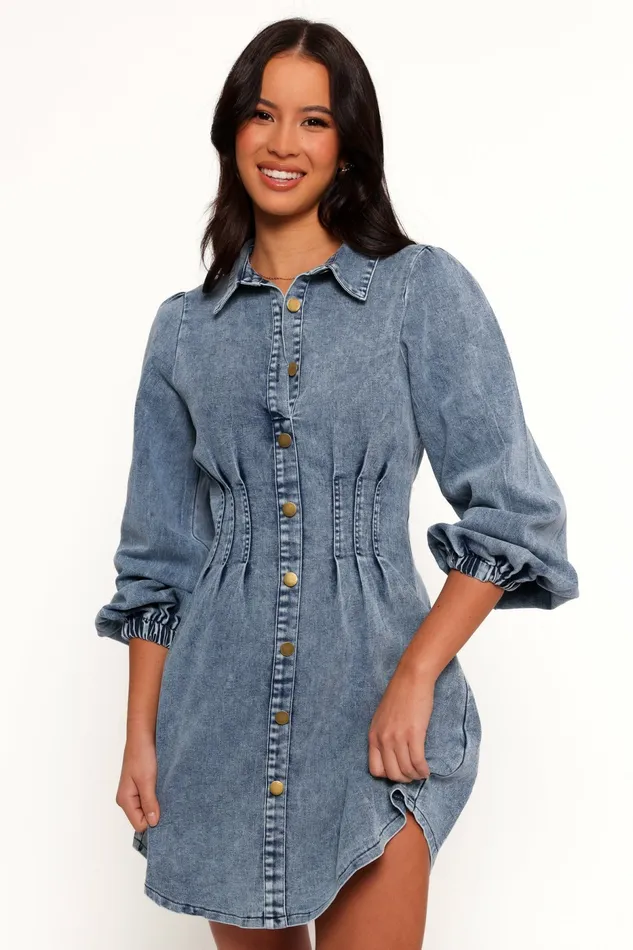 Long Sleeve Dresses Petal and Pup Women Phoenix Long Sleeve Mini Dress Denim