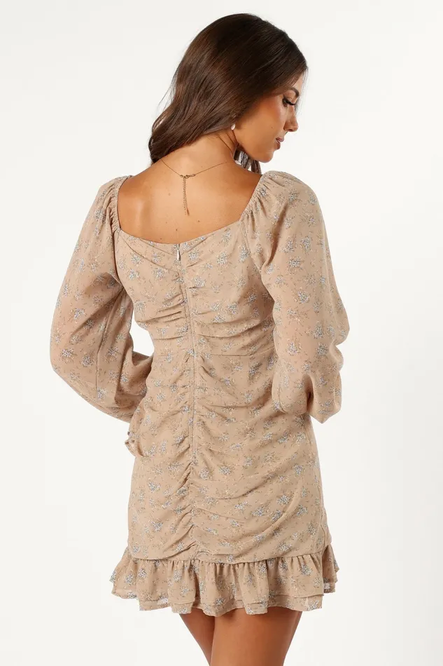 Long Sleeve Dresses Women Ollive Long Sleeve Dress Taupe Petal and Pup