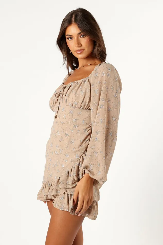 Long Sleeve Dresses Women Ollive Long Sleeve Dress Taupe Petal and Pup