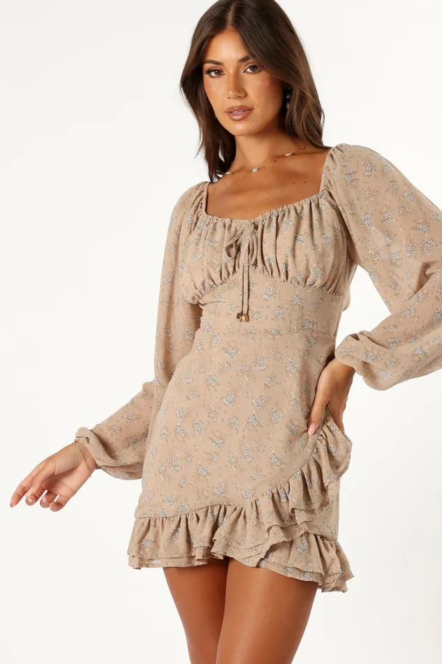 Long Sleeve Dresses Women Ollive Long Sleeve Dress Taupe Petal and Pup
