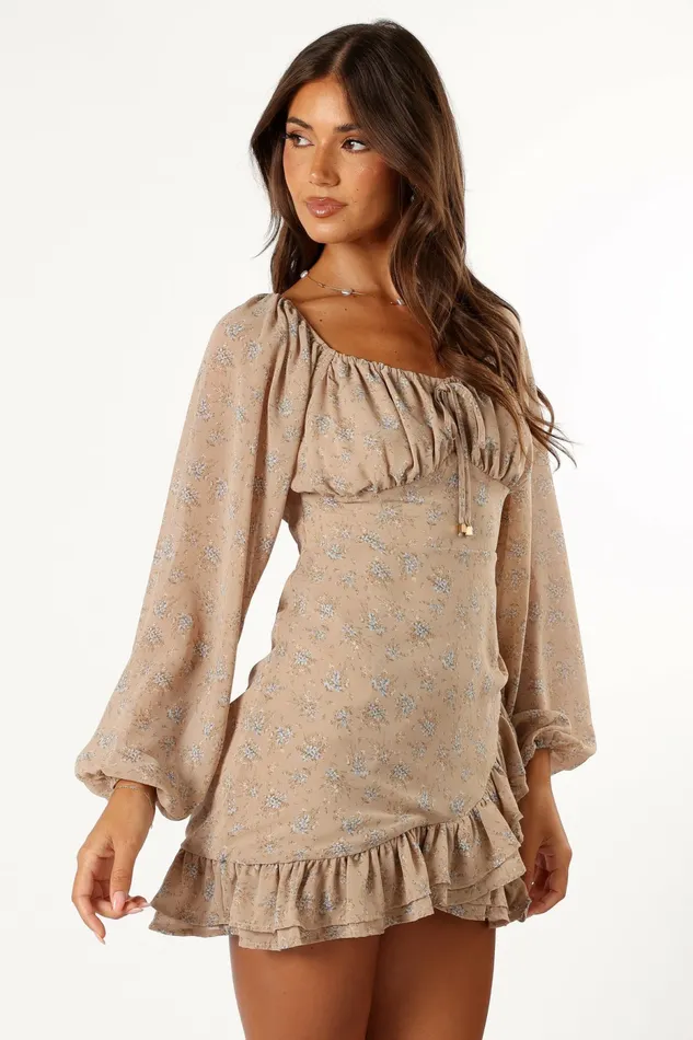 Long Sleeve Dresses Women Ollive Long Sleeve Dress Taupe Petal and Pup