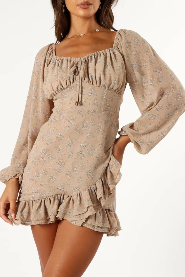 Long Sleeve Dresses Women Ollive Long Sleeve Dress Taupe Petal and Pup