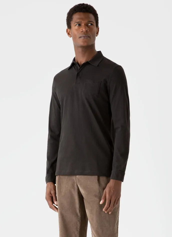 Long Sleeve Riviera Polo Shirt Coffee Men SUNSPEL Polo Shirts