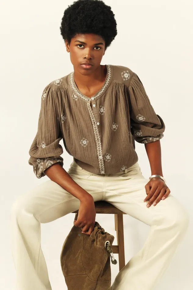 LongSleeve Shirt Duha Green Women Baandsh Tops and Shirts