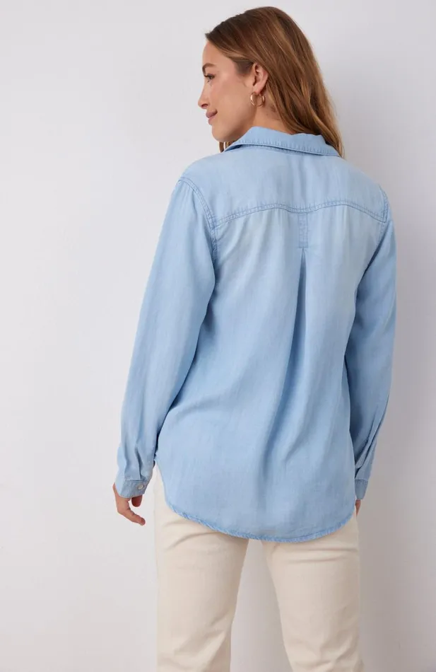 Long Sleeve Women Bella Dahl Classic Button Down 8211 Sunbleach Wash