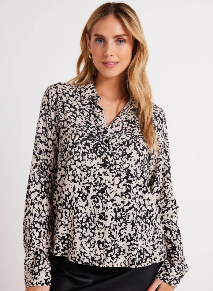 Long Sleeve Women Bella Dahl Clean Shirt 8211 Abstract Bloom Print