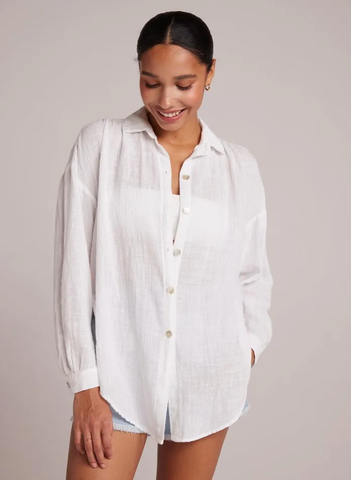 Long Sleeve Women Bella Dahl Flowy Shirt 8211 White