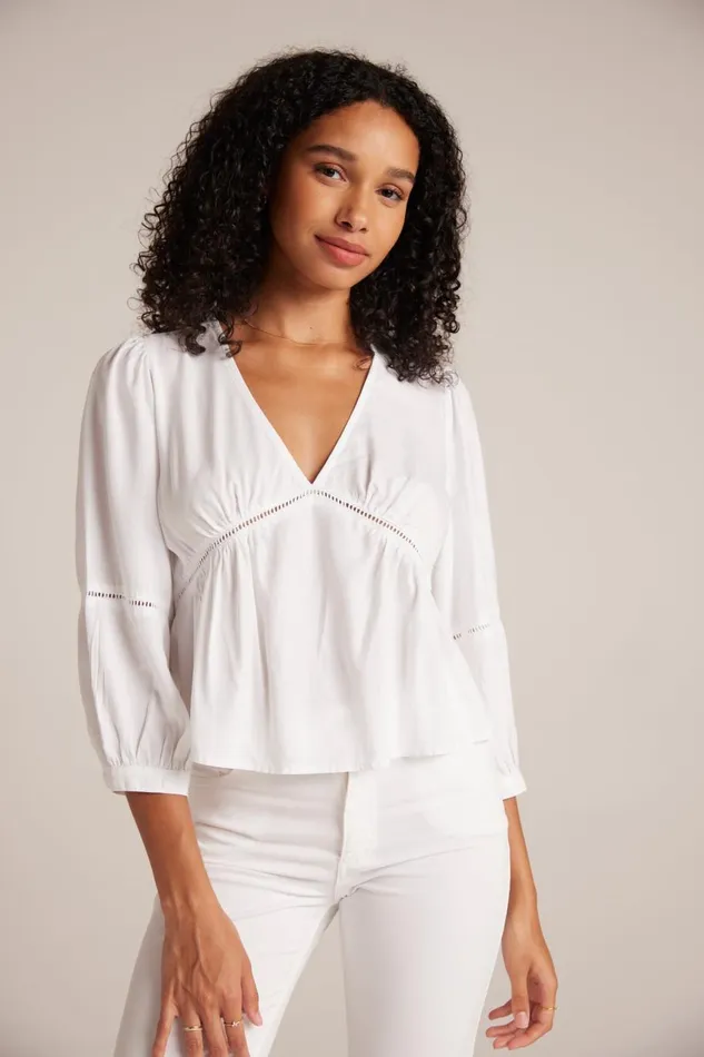 Long Sleeve Women Bella Dahl Ladder Trim Peplum Top 8211 White