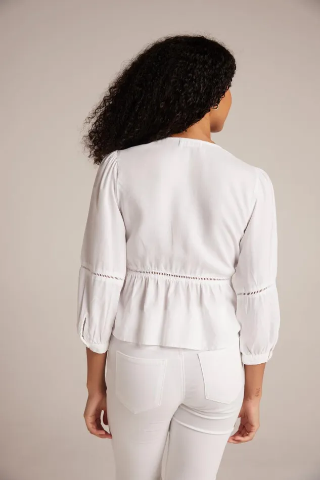 Long Sleeve Women Bella Dahl Ladder Trim Peplum Top 8211 White