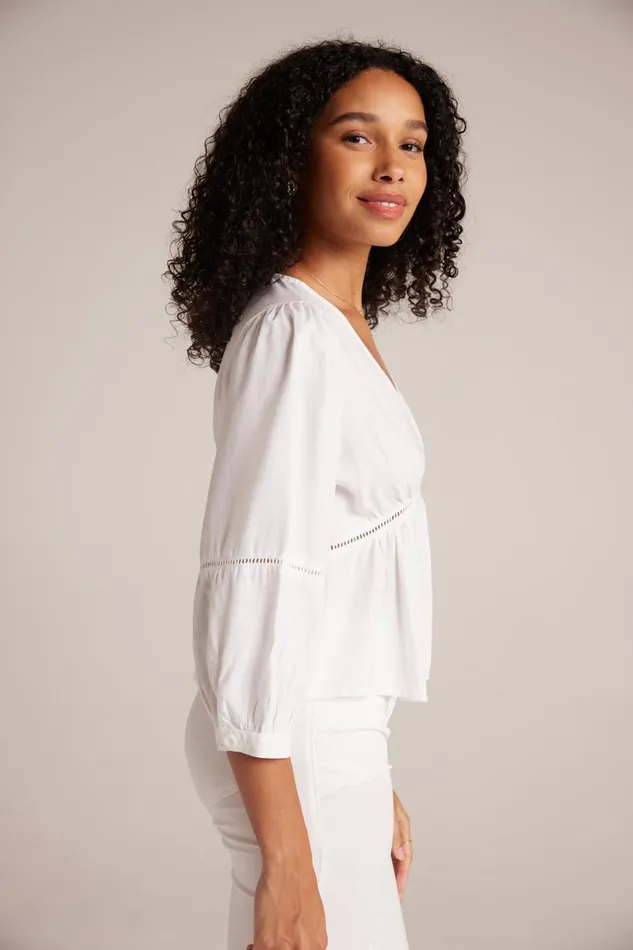 Long Sleeve Women Bella Dahl Ladder Trim Peplum Top 8211 White