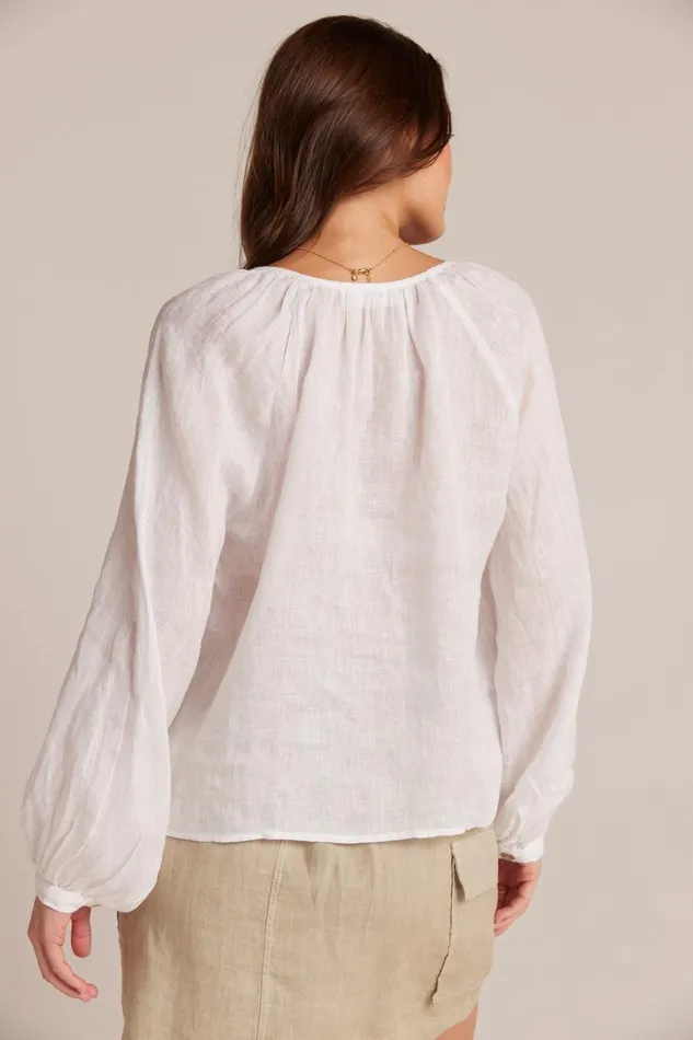 Long Sleeve Women Bella Dahl Shirred Linen Raglan Blouse 8211 White Long Sleeve Women Bella Dahl Shirred Linen Raglan Blouse 8211 White