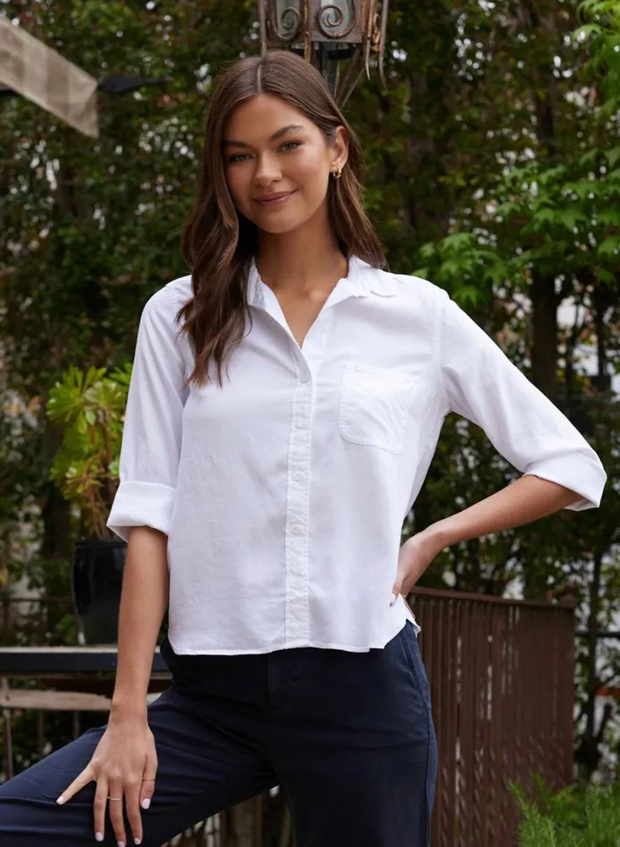 Long Sleeve Women Bella Dahl Shirt Tail Button Down 8211 White