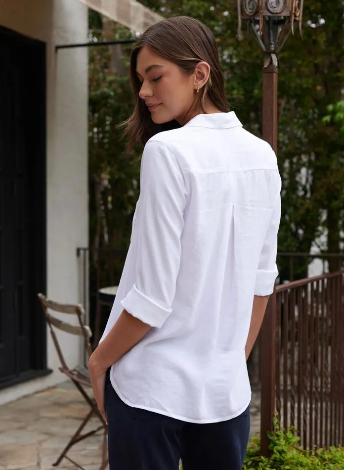 Long Sleeve Women Bella Dahl Shirt Tail Button Down 8211 White