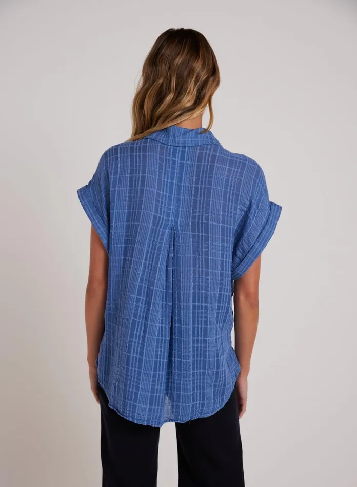 Long Sleeve Women Bella Dahl Short Sleeve Pocket Button Down 8211 Bright Indigo