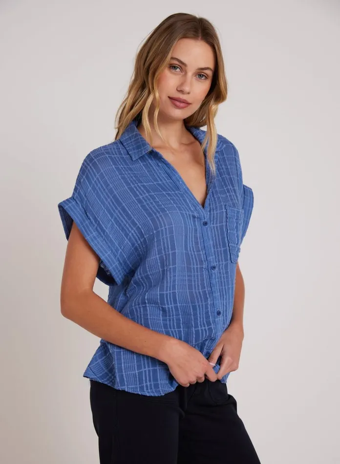 Long Sleeve Women Bella Dahl Short Sleeve Pocket Button Down 8211 Bright Indigo