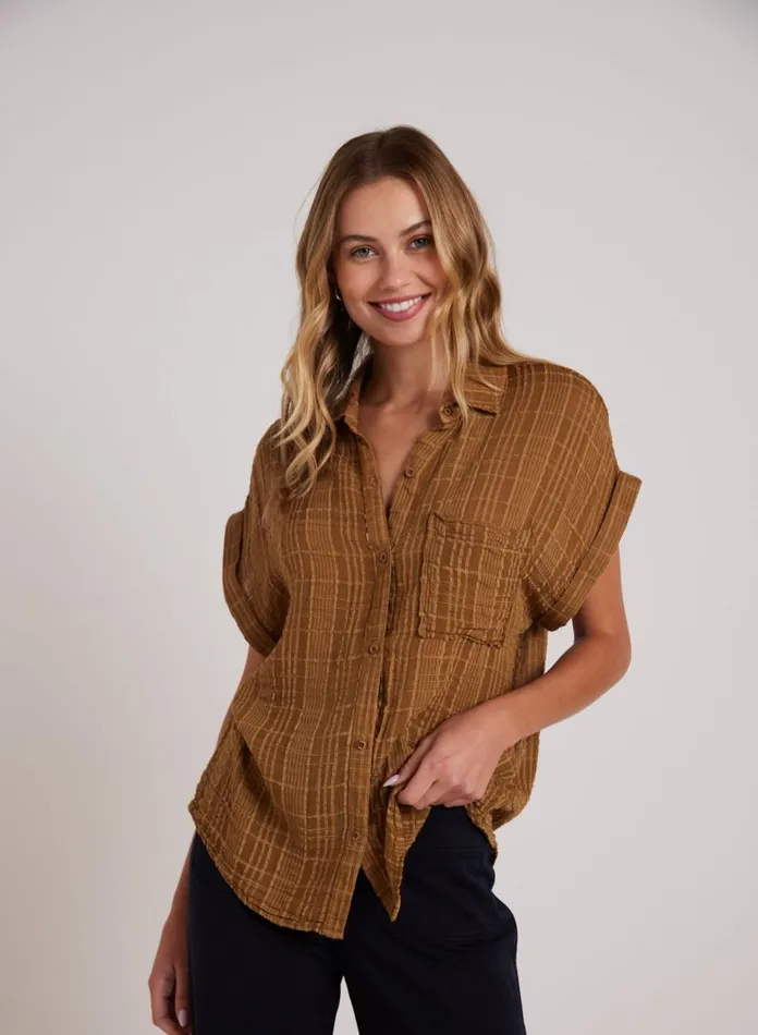 Long Sleeve Women Bella Dahl Short Sleeve Pocket Button Down 8211 Topaz Gold