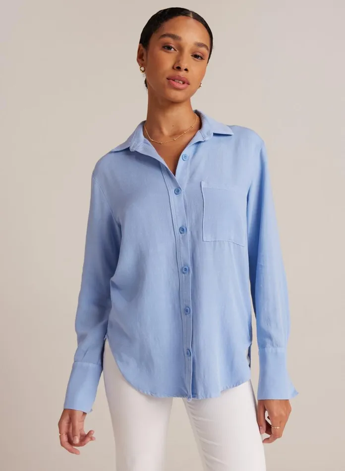 Long Sleeve Women Bella Dahl Single Pocket Shirt 8211 Fresh Sky