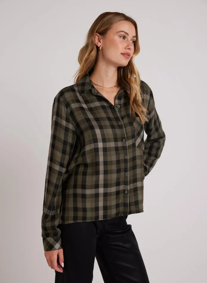 Long Sleeve Women Bella Dahl Slouchy Pocket Button Down 8211 Olive Plaid Long Sleeve Women Bella Dahl Slouchy Pocket Button Down 8211 Olive Plaid