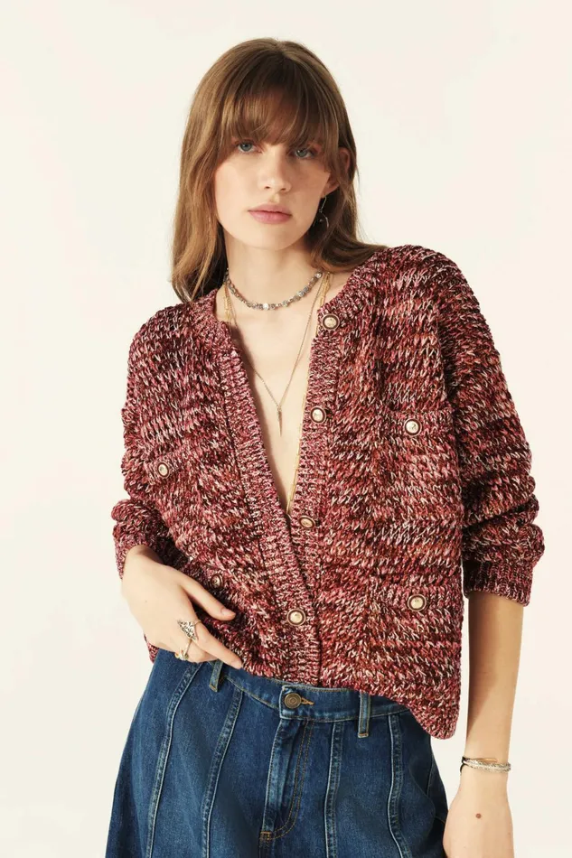 LongSleeved Cardigan Bran Red Women Baandsh Sweaters and Cardigans
