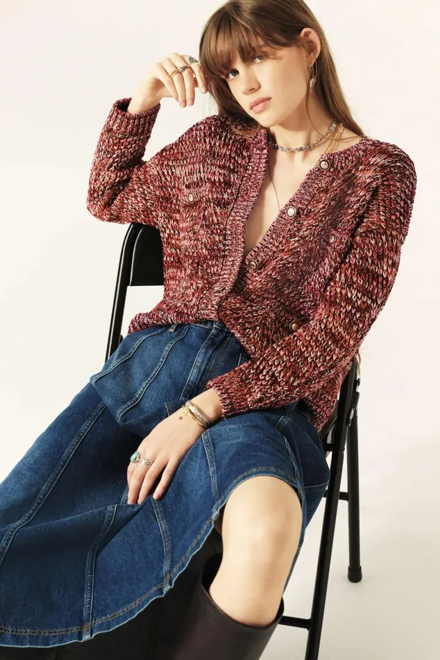LongSleeved Cardigan Bran Red Women Baandsh Sweaters and Cardigans