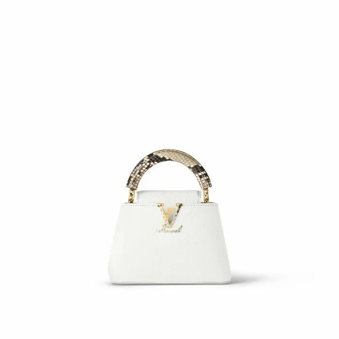 Louis Vuitton N98477 Capucines Mini Python Snow White 8211 Louis Vuitton Handbag Store Women Louis Vuitton Capucines Bag