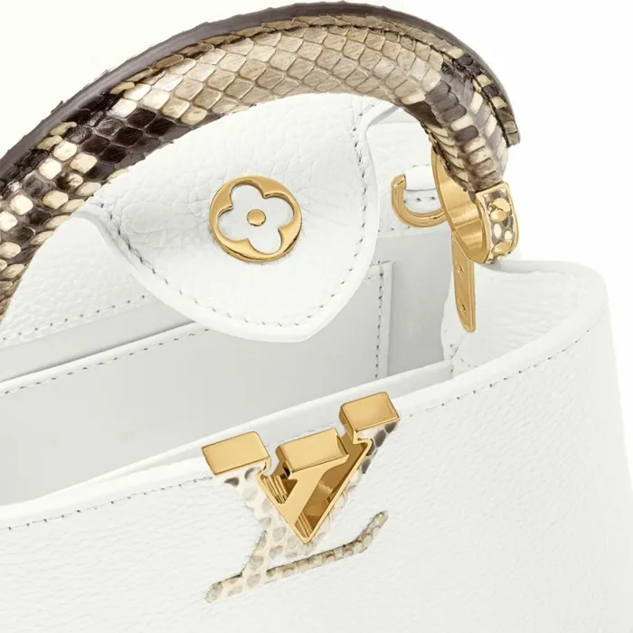 Louis Vuitton N98477 Capucines Mini Python Snow White 8211 Louis Vuitton Handbag Store Women Louis Vuitton Capucines Bag