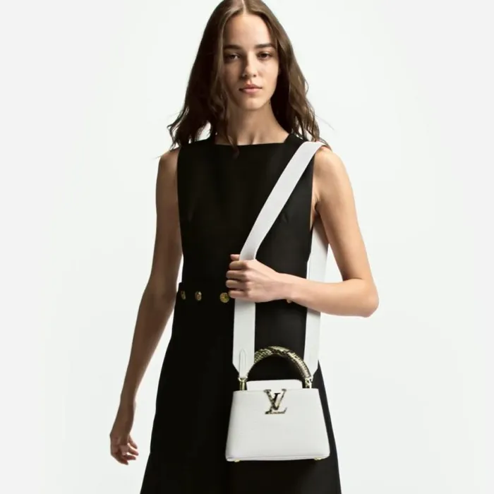 Louis Vuitton N98477 Capucines Mini Python Snow White 8211 Louis Vuitton Handbag Store Women Louis Vuitton Capucines Bag
