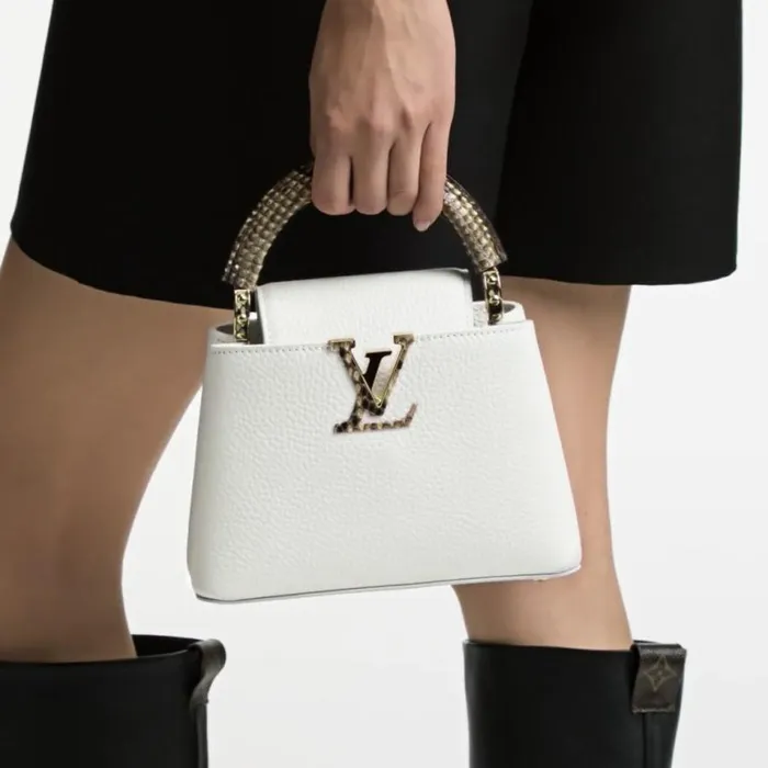 Louis Vuitton N98477 Capucines Mini Python Snow White 8211 Louis Vuitton Handbag Store Women Louis Vuitton Capucines Bag